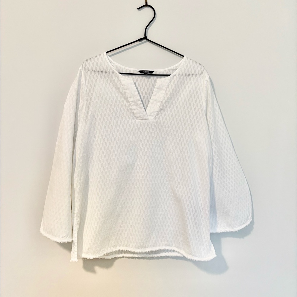 NYDJ Bell Sleeve V Neck Top M - Picture 2 of 5